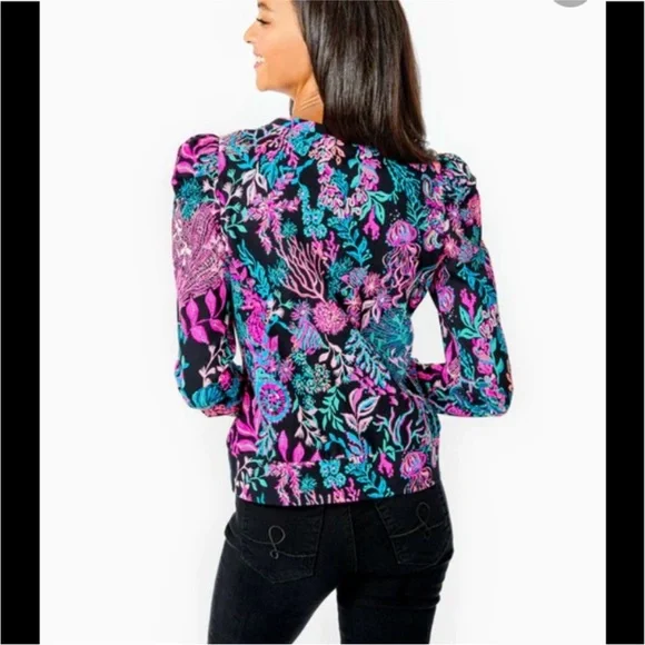 Floral Pink and Blue Long Sleeve Top - Picture 12 of 13